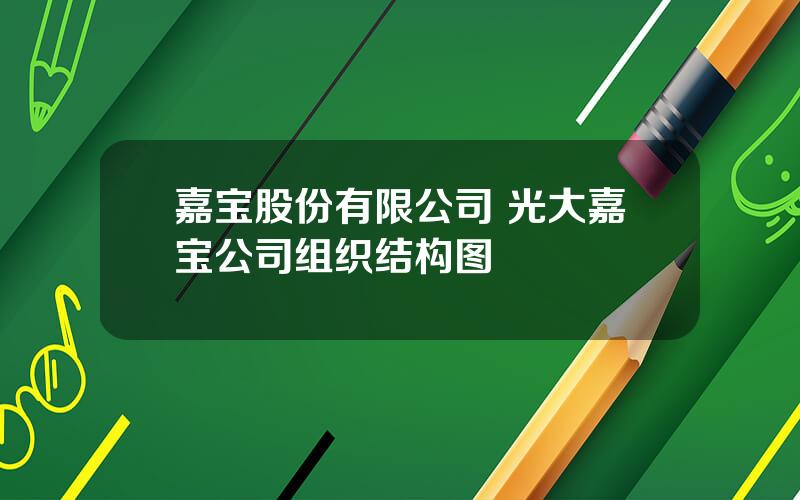 嘉宝股份有限公司 光大嘉宝公司组织结构图